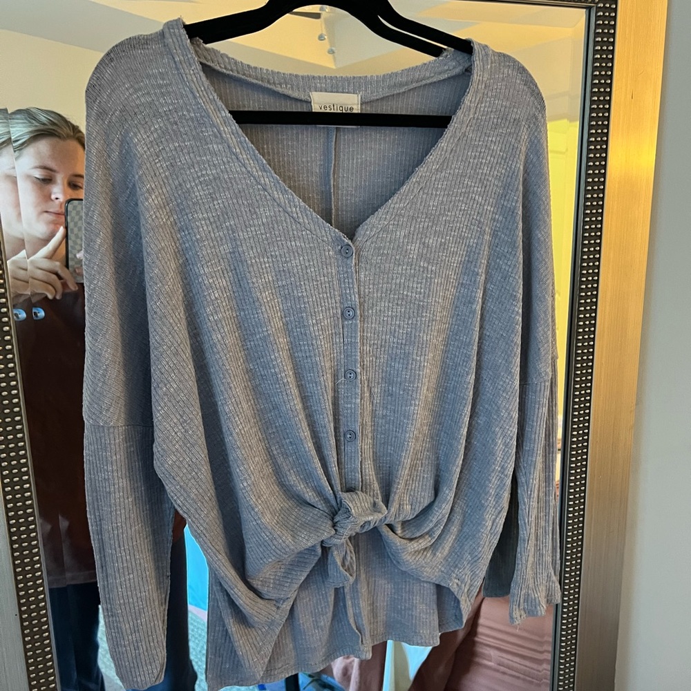 Grey button up long sleeve shirt size small